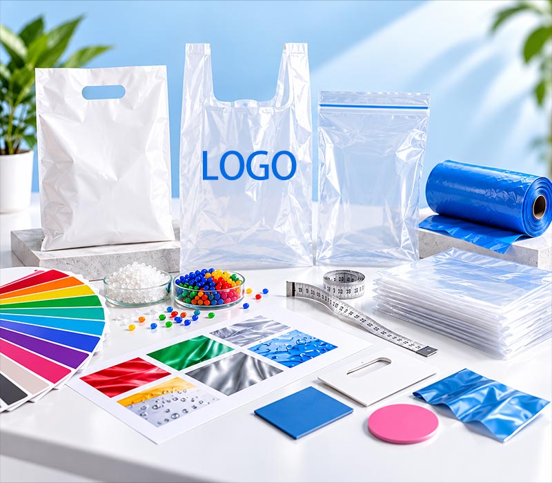 Custom plastic bag materials, colors and printing options