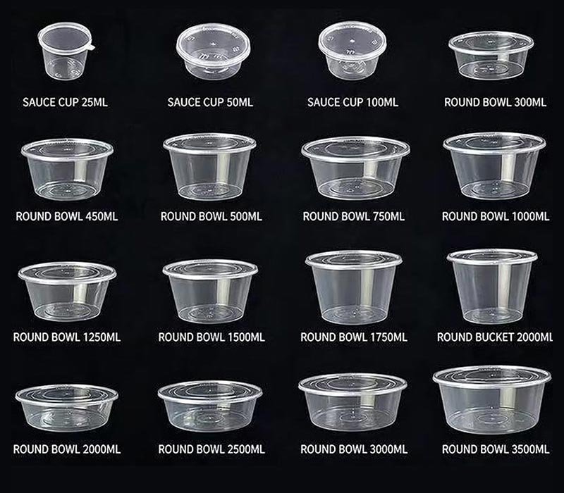 Custom disposable food container shapes and capacities